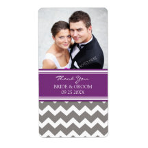 Plum Gray Chevron Photo Wedding Labels