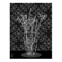 Plum in Vase Illustration Postcard