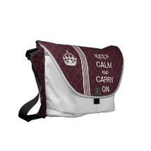 Plum KEEP CALM AND CARRY ON Monogram Racing Stripe Messenger Bag