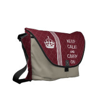 Plum KEEP CALM AND CARRY ON Racing Stripe Courier Bag