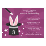 Plum Peek-a-Boo Rabbit Custom Magic Birthday Party Invite