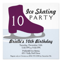 Plum Purple Skate Date Ice Skating Birthday Party Invites