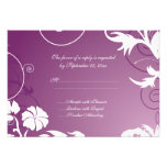 Plum purple white floral swirls wedding RSVP card Custom Invitations
