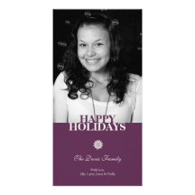 Plum snowflake elegant Christmas holiday greeting Personalized Photo Card