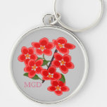 Plum tree blossoms honeysuckle pink keychain