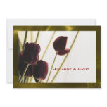 Plum Tulips Dark Olive Satin Trim, Invitation temp