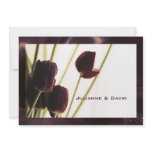 Plum Tulips on Dark Plum Satin Trim, Invitation te