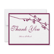 Plum Wild Flower Branches Wedding Thank You Invite