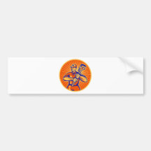 Plumber wielding holding monkey wrench retro bumper stickers