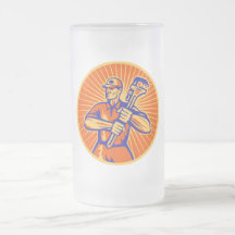 Plumber wielding holding monkey wrench retro coffee mug