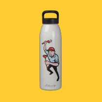 Plumber With Monkey Wrench And Plunger Cartoon water bottles