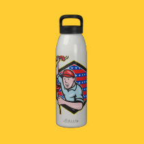 Plumber With Monkey Wrench And Plunger Cartoon water bottles