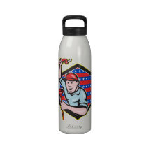 Plumber With Monkey Wrench And Plunger Cartoon Water Bottle