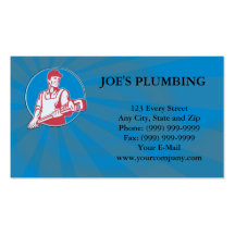 Plumber Worker Monkey Wrench Retro Business Cards