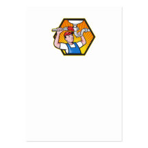 Plumber Worker With Adjustable Wrench Business Card