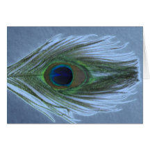 Plume bleue D de paon Carte De Vœux