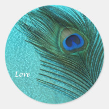 Plume bleue de paon d'Aqua métallique Adhésif