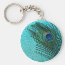 Plume bleue de paon d'Aqua métallique Porte-clefs