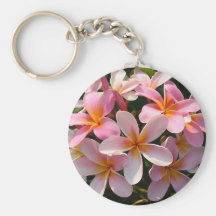 Plumeria Hawaiian Flowers Pink Key Chain