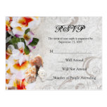 Plumeria Orchid Lei in Sand Beach RSVP Postcard