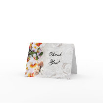 Plumeria Orchid Lei in Sand Beach Thank You Cards
