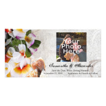 Plumeria Orchid Lei in Sand Photocard Personalized Photo Card