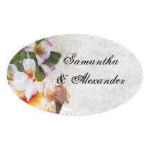 Plumeria Orchid Lei in Sand Sticker Beach Wedding