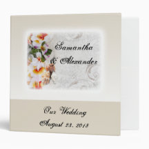 Plumeria Orchid Lei in the Sand Beach Wedding Vinyl Binders