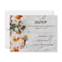 Plumeria Orchid Lei in the Sand RSVP Beach Wedding
