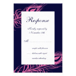 Plumes RSVP de fuchsia et de marine invitations