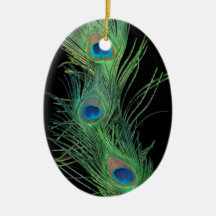 Plumes vertes avec le noir ornements de noël