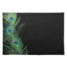 Plumes vertes avec le noir set de table