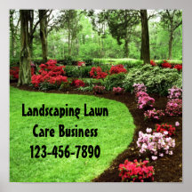 Plush Green Landscape Lawn Care Business Sign Posters