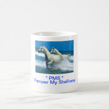 PMS Pamper My Stallion White Horses Coffee Mug