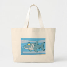 png_cartoon-shark-underwater Funny blue fish Tote Bag