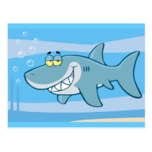 png_cartoon-shark-underwater Funny blue fish Post Card