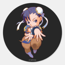 Pocket Fighter Chun-Li Round Stickers