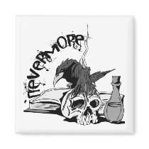 Poe Nevermore Raven Skull & Book