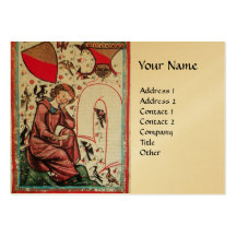POET IN THE GARDEN OF BIRDS gold Business Cards