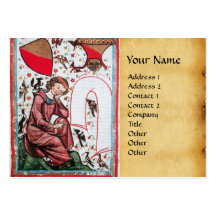 POET IN THE GARDEN OF BIRDS parchment Business Cards