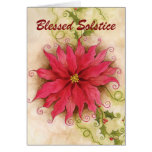 Poinsettia and Holly Solstice Card