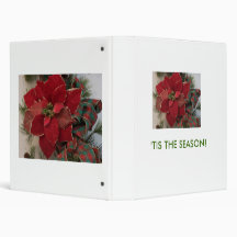 Poinsettia and Plaid Ribbon, 'TIS THE SEASON! Vinyl Binder