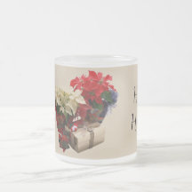 Poinsettia and Present in Stained Glass Coffee Mug