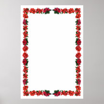 Poinsettia Border on Blank Customizabl Background Poster