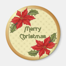 Poinsettia Christmas Magnets