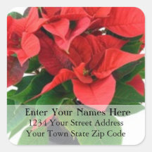 Poinsettia Christmas Return Address Label Sticker