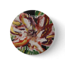 Poinsettia Fine Art Happy Holidays buttons