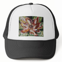 Poinsettia Fine Art Happy Holidays hats