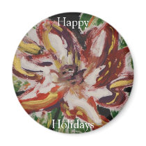 Poinsettia Fine Art Happy Holidays magnets