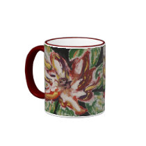 Poinsettia Fine Art Happy Holidays mugs